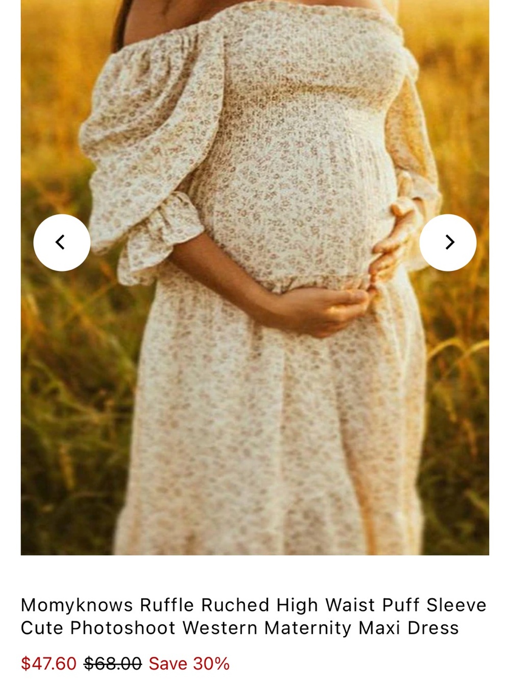 Mommyknows Cream Floral Off-Shoulder Maternity Maxi Dress